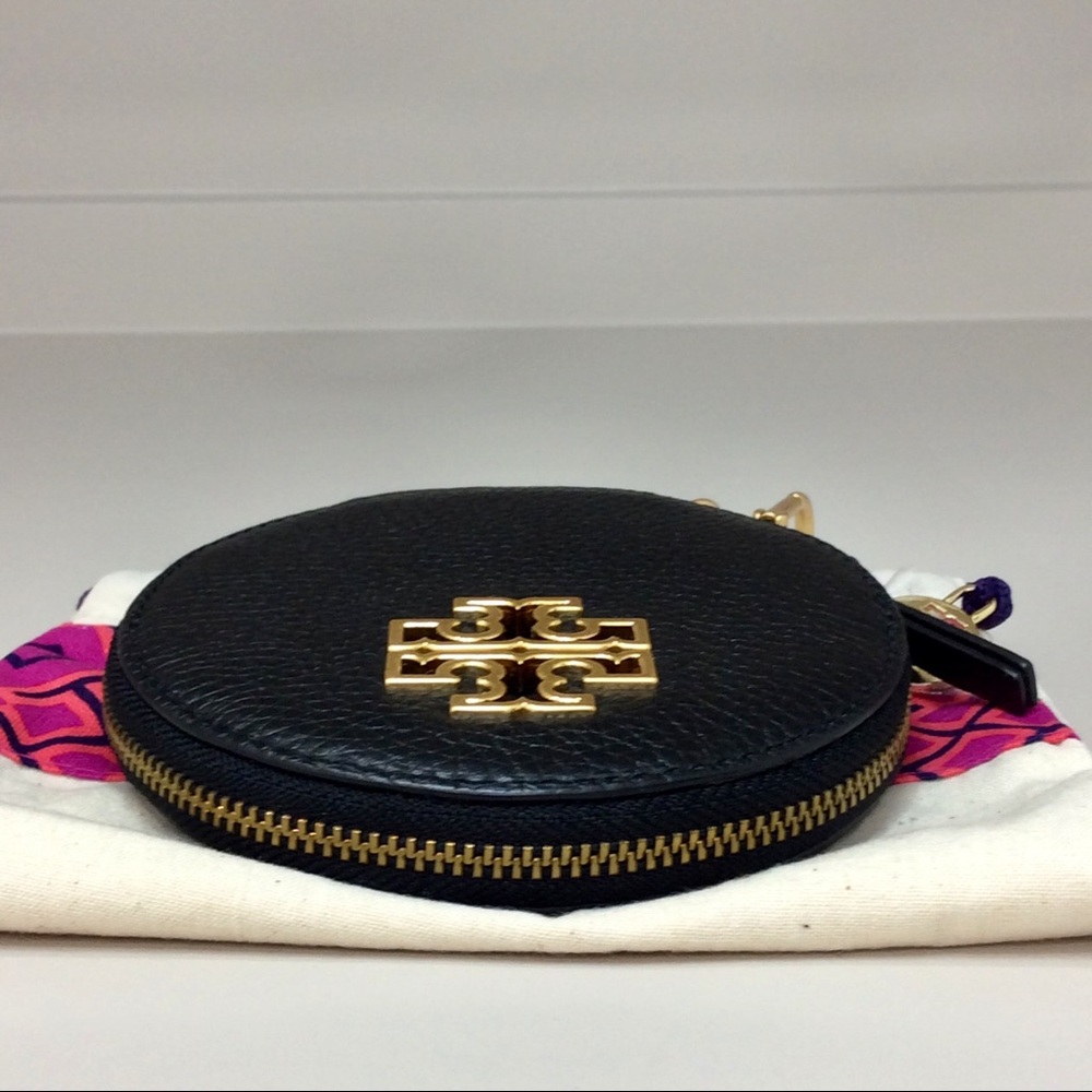✨Authentic Tory Burch Britten Coin Purse Key Fob Rare Black Leather - Picture 9 of 11
